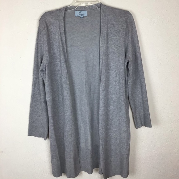 Joan Vass grey long duster/knit jacket in M - Picture 6 of 13